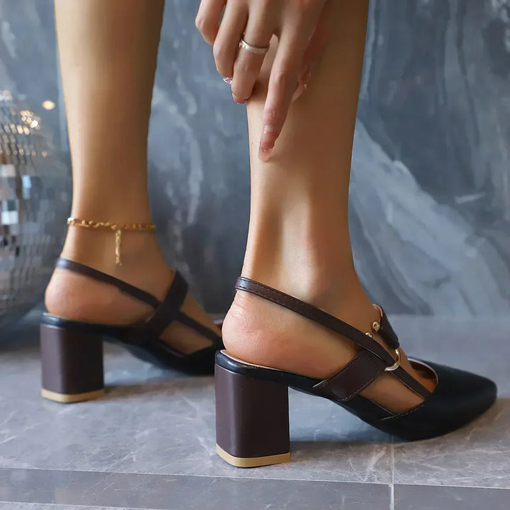 Ellen | Women’s Two Tone Slingback Block Heel Sandals