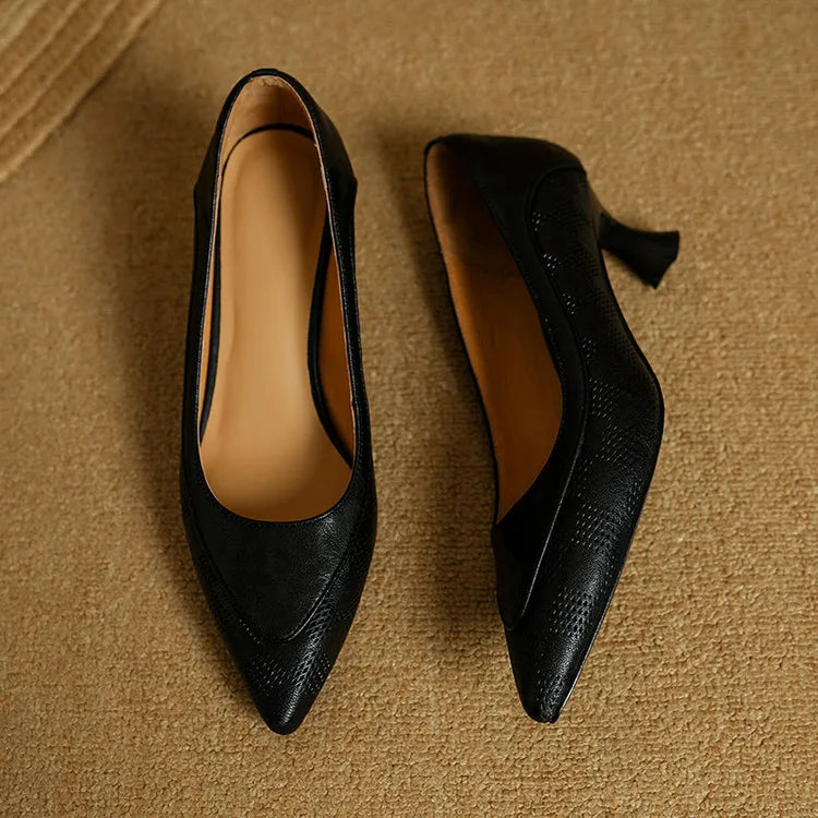 Clara | Women’s Genuine Leather Pointed Toe Kitten Heels