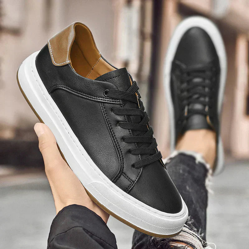 Luciento | Men’s White Leather Minimalist Sneakers