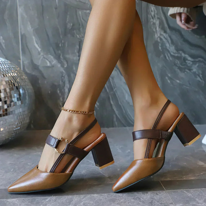 Ellen | Women’s Two Tone Slingback Block Heel Sandals