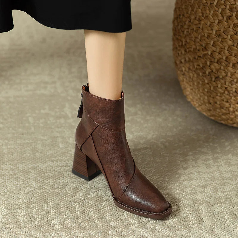 Cora | Women’s Leather Square Toe Ankle Boots
