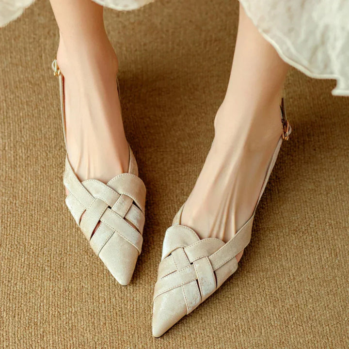 Deborah | Women’s Pointed Toe Leather Slingback Heels