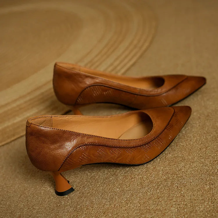 Clara | Women’s Genuine Leather Pointed Toe Kitten Heels