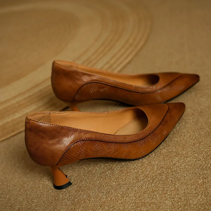 Clara | Women’s Genuine Leather Pointed Toe Kitten Heels
