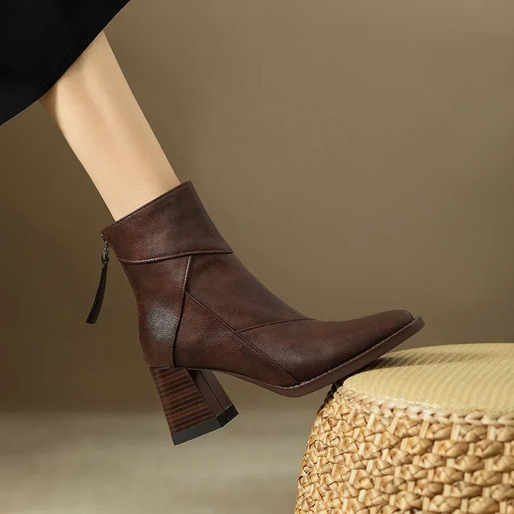 Cora | Women’s Leather Square Toe Ankle Boots