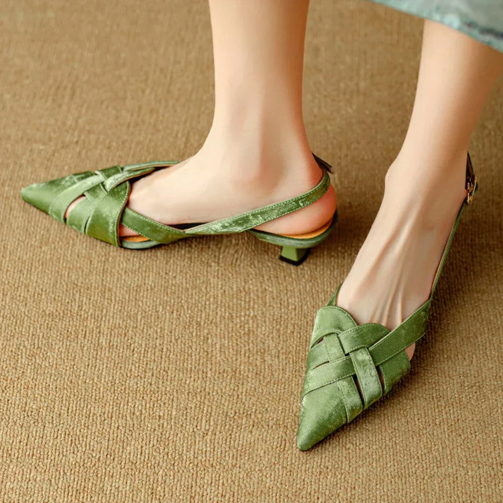 Deborah | Women’s Pointed Toe Leather Slingback Heels