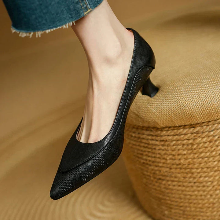 Clara | Women’s Genuine Leather Pointed Toe Kitten Heels