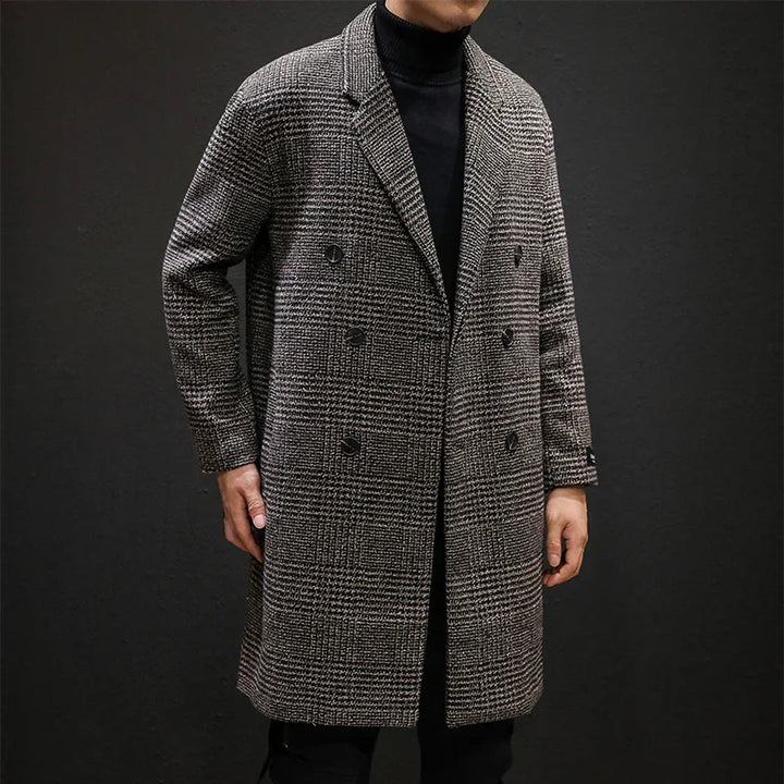 Harvey | Men’s Double-Breasted Houndstooth Overcoat