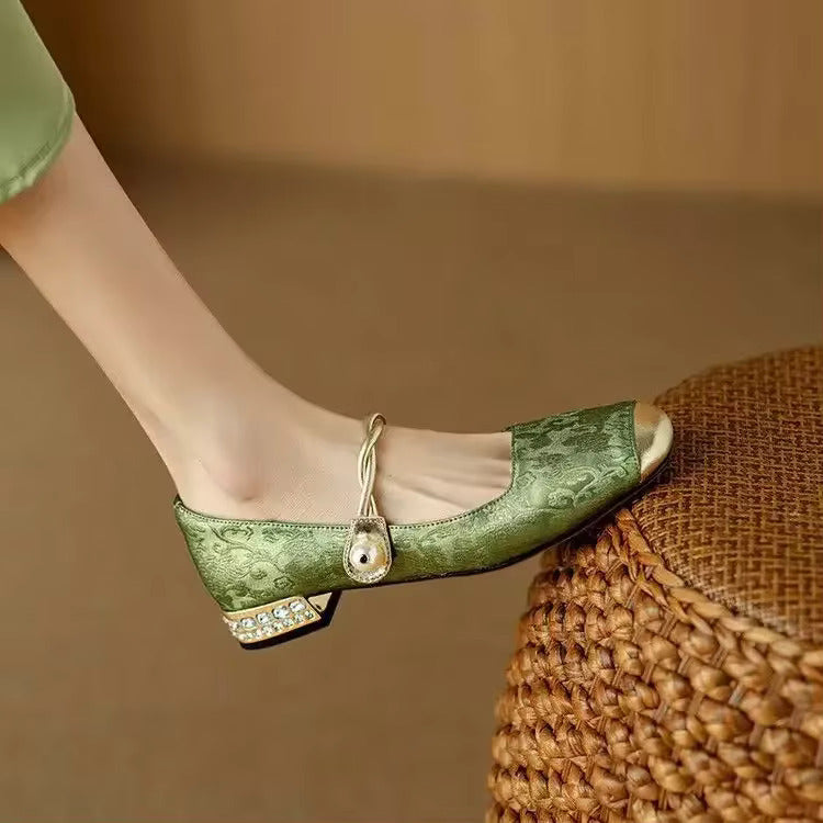 Elena | Women’s Vintage Twisted Strap Block Heel Pumps