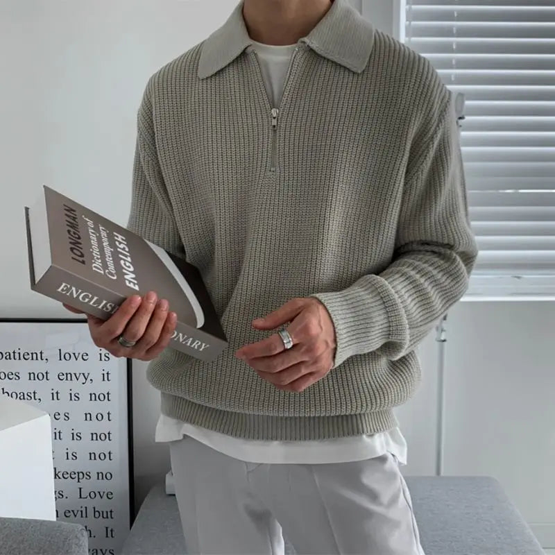 Jorvian | Men’s Jacquard Knit Quarter-Zip Jacket