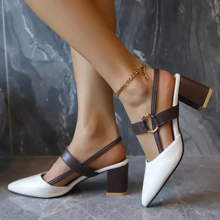 Ellen | Women’s Two Tone Slingback Block Heel Sandals