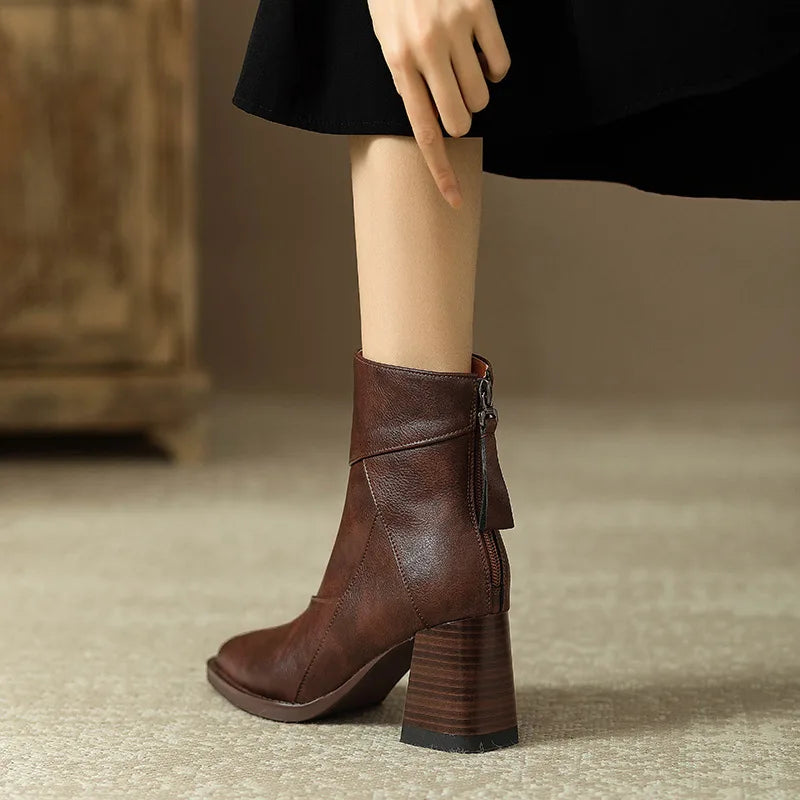 Cora | Women’s Leather Square Toe Ankle Boots
