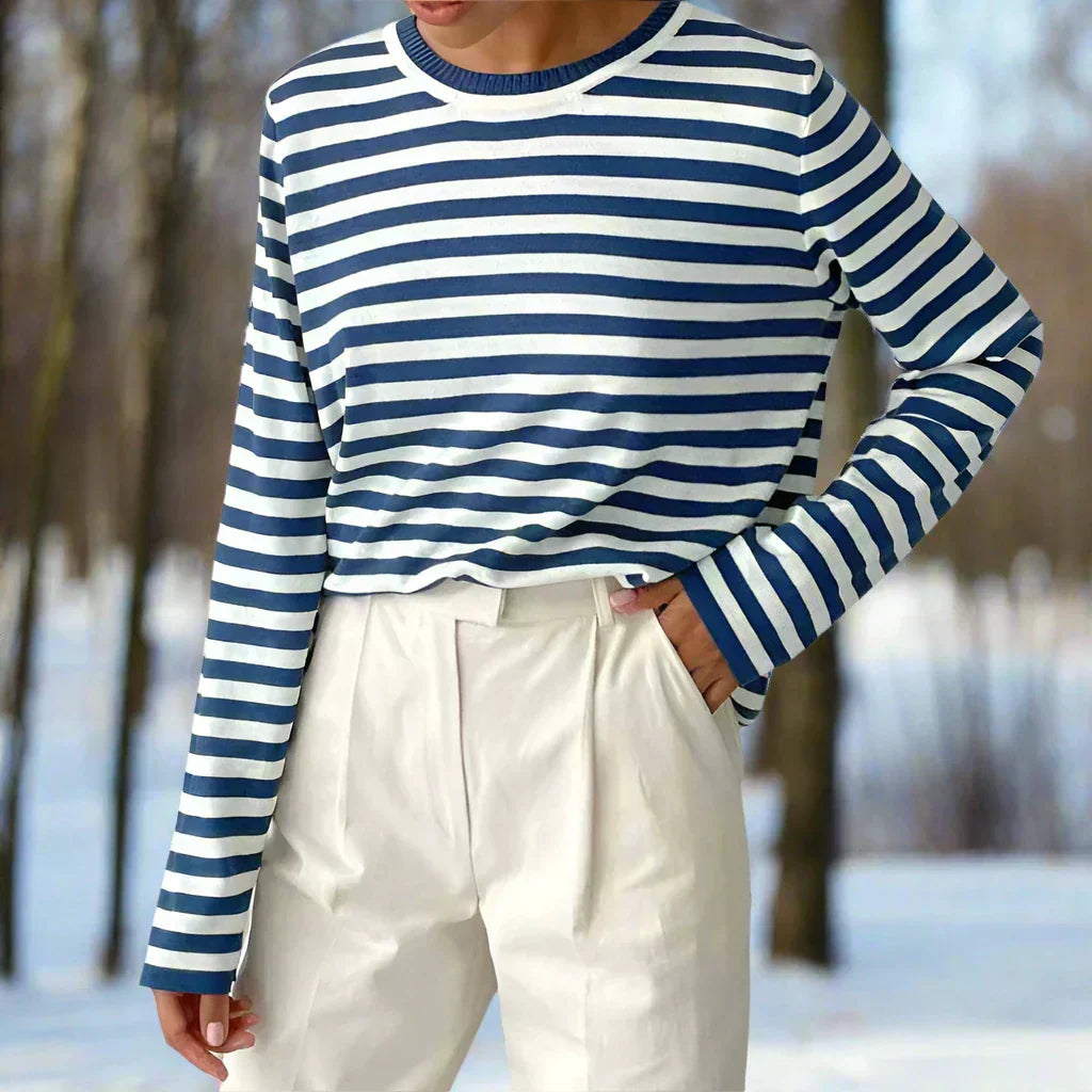 Crisha | Women’s Striped Cotton Long Sleeve T-Shirt