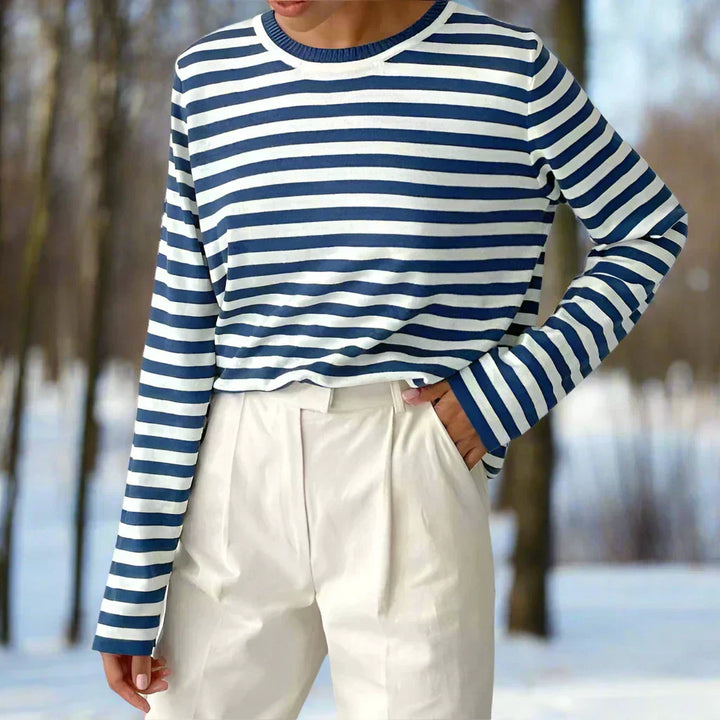 Crisha | Women’s Striped Cotton Long Sleeve T-Shirt