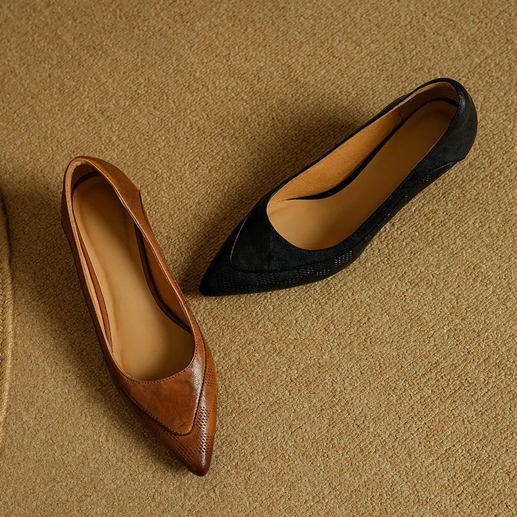 Clara | Women’s Genuine Leather Pointed Toe Kitten Heels