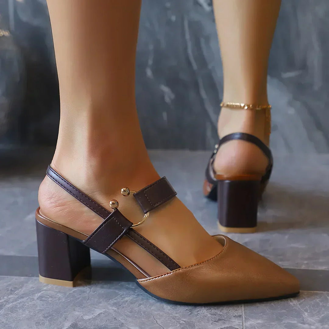 Ellen | Women’s Two Tone Slingback Block Heel Sandals