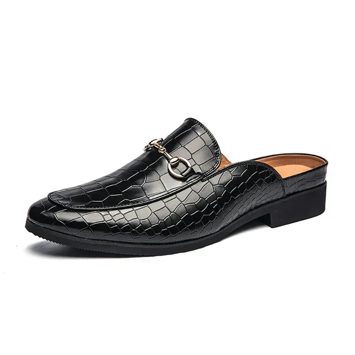 Maxwell | Men’s Crocodile Texture Leather Mule Loafers