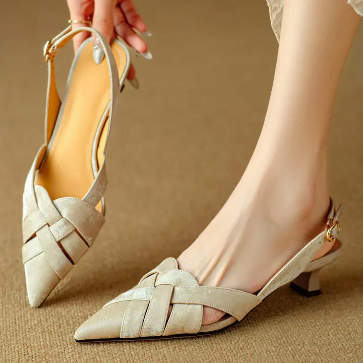 Deborah | Women’s Pointed Toe Leather Slingback Heels