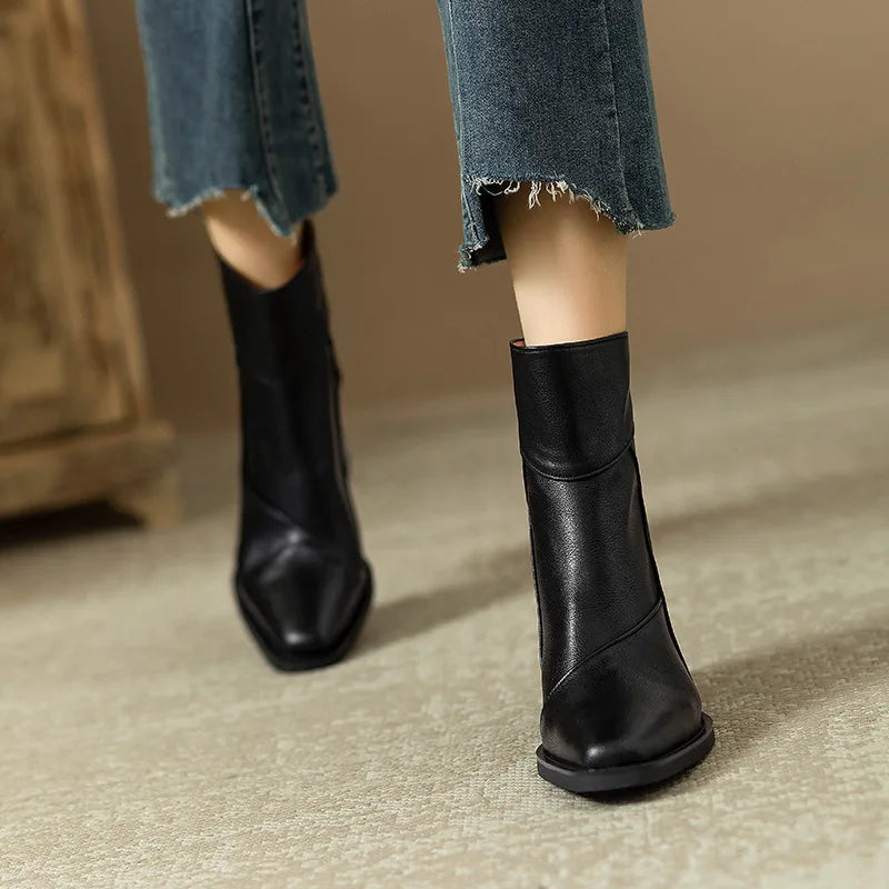 Cora | Women’s Leather Square Toe Ankle Boots