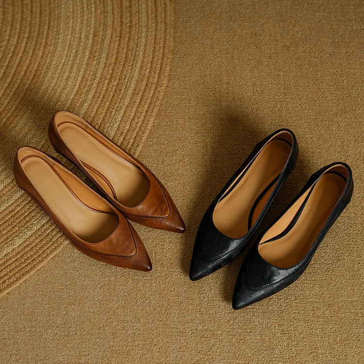 Clara | Women’s Genuine Leather Pointed Toe Kitten Heels