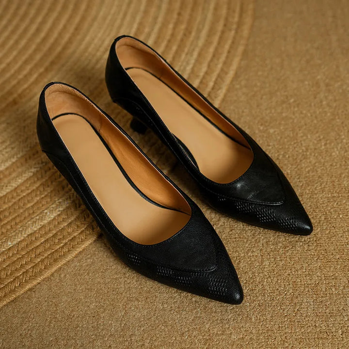 Clara | Women’s Genuine Leather Pointed Toe Kitten Heels