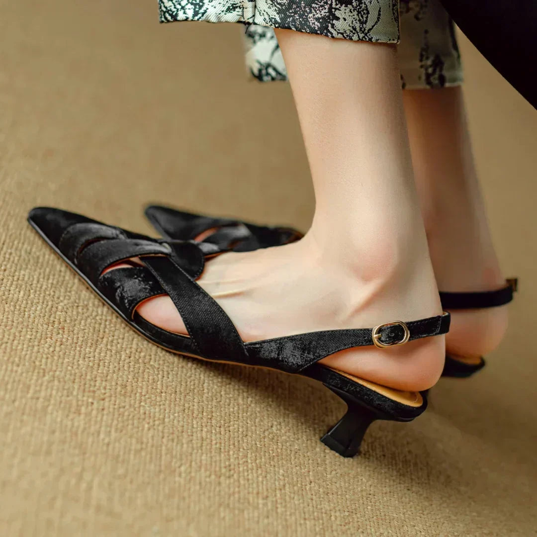 Deborah | Women’s Pointed Toe Leather Slingback Heels