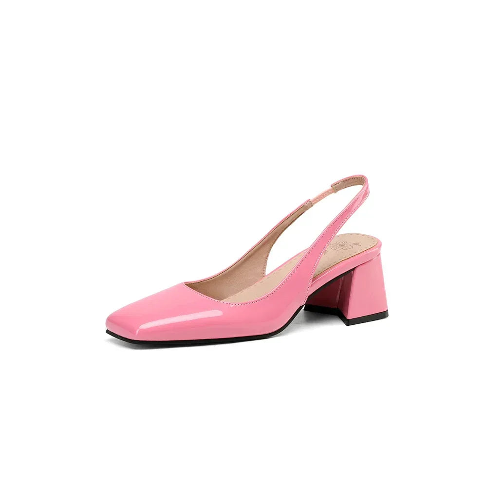 Ruth | Women’s Leather Square Toe Block Heels