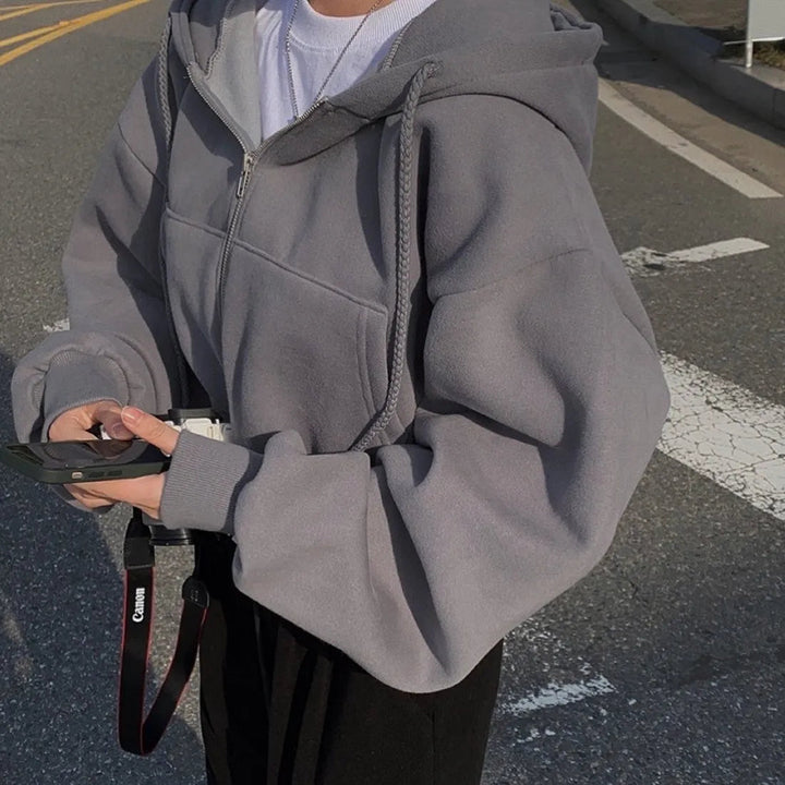 Selvarina | Women’s Zippered Wide Sweatshirt