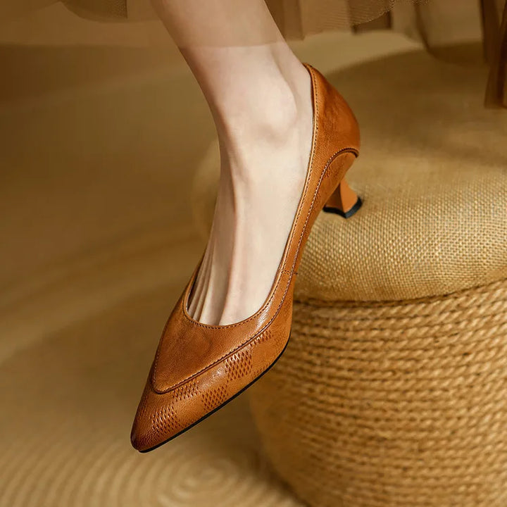 Clara | Women’s Genuine Leather Pointed Toe Kitten Heels