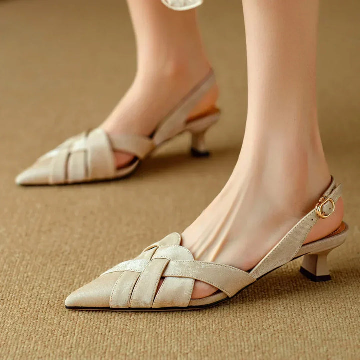 Deborah | Women’s Pointed Toe Leather Slingback Heels