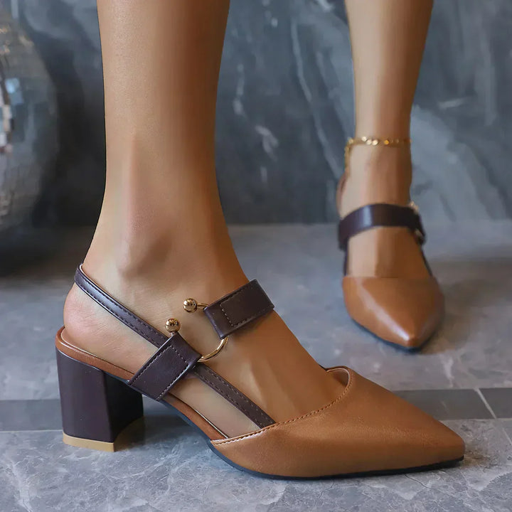 Ellen | Women’s Two Tone Slingback Block Heel Sandals
