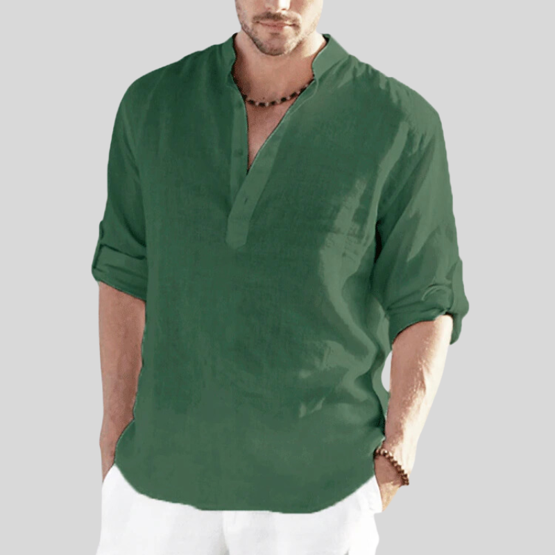 Arvelli | Men’s Band Collar Relaxed Shirt