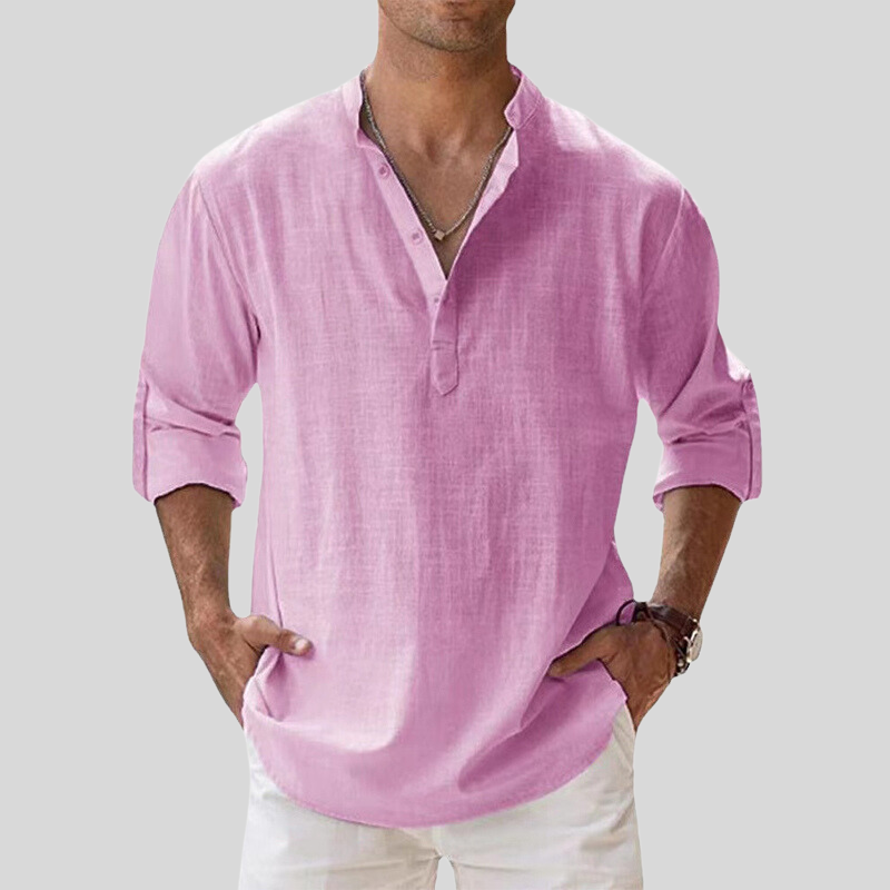 Arvelli | Men’s Band Collar Relaxed Shirt