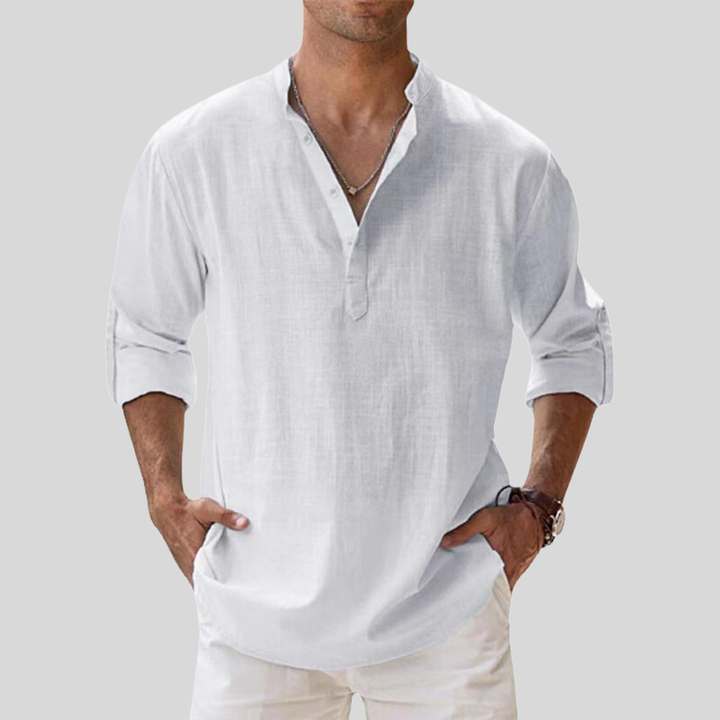 Arvelli | Men’s Band Collar Relaxed Shirt