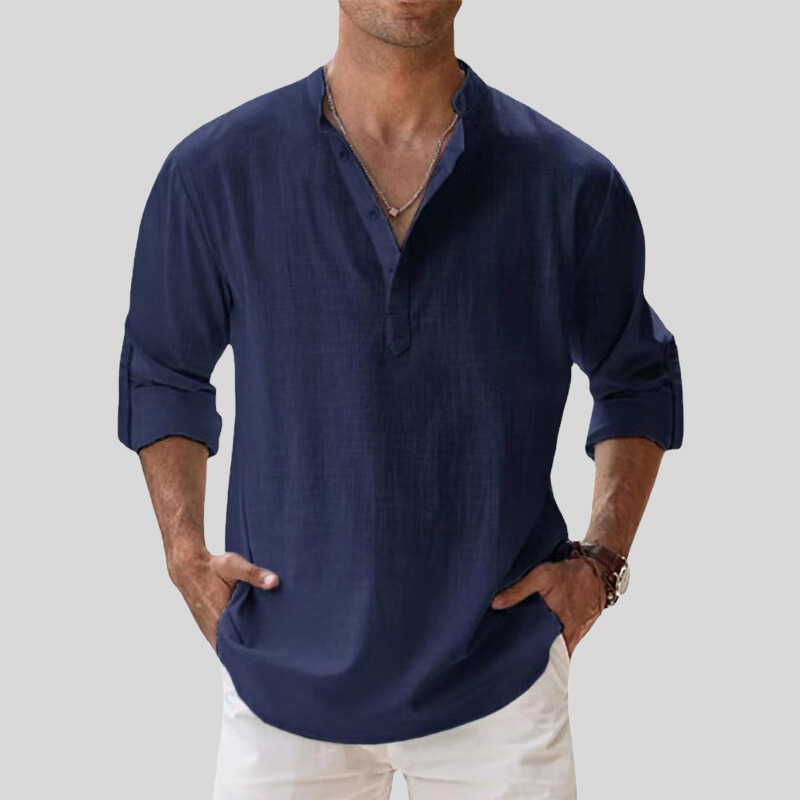 Arvelli | Men’s Band Collar Relaxed Shirt