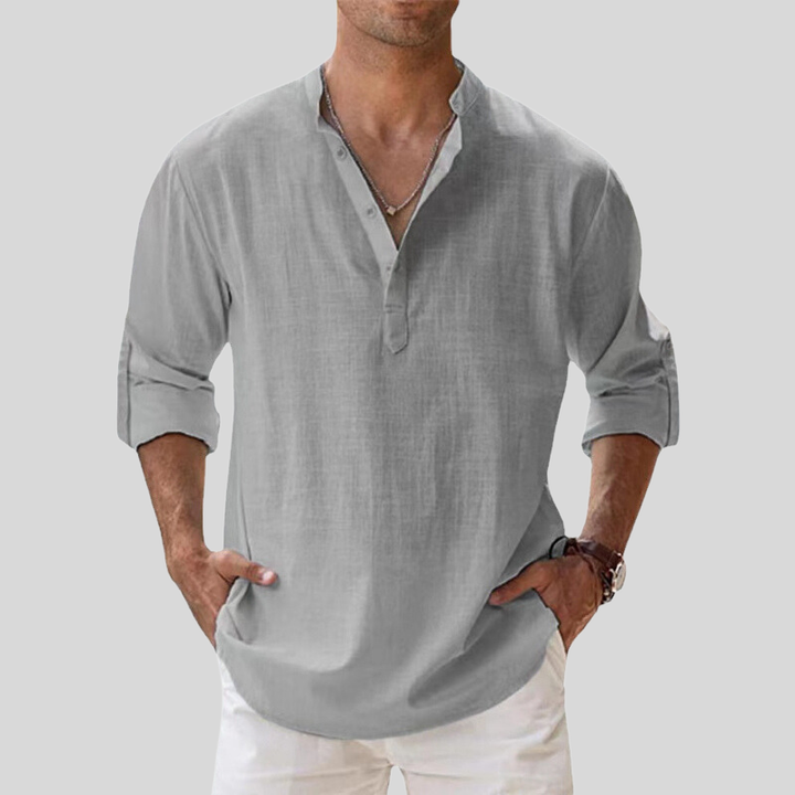 Arvelli | Men’s Band Collar Relaxed Shirt