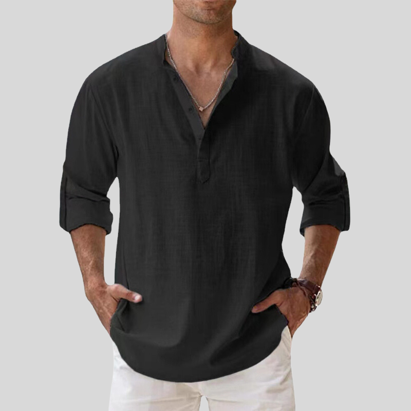 Arvelli | Men’s Band Collar Relaxed Shirt