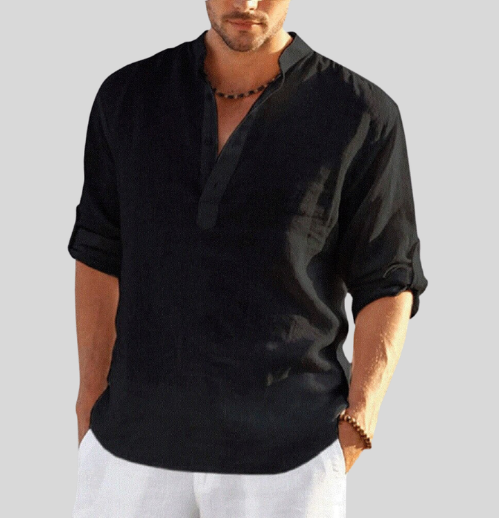 Lian | Men’s Relaxed Fit Mandarin Collar Shirt