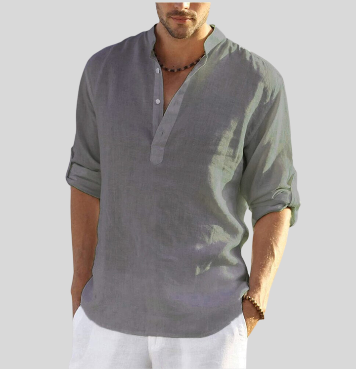 Lian | Men’s Relaxed Fit Mandarin Collar Shirt