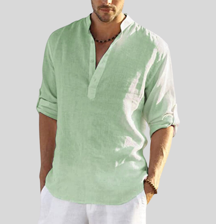Lian | Men’s Relaxed Fit Mandarin Collar Shirt