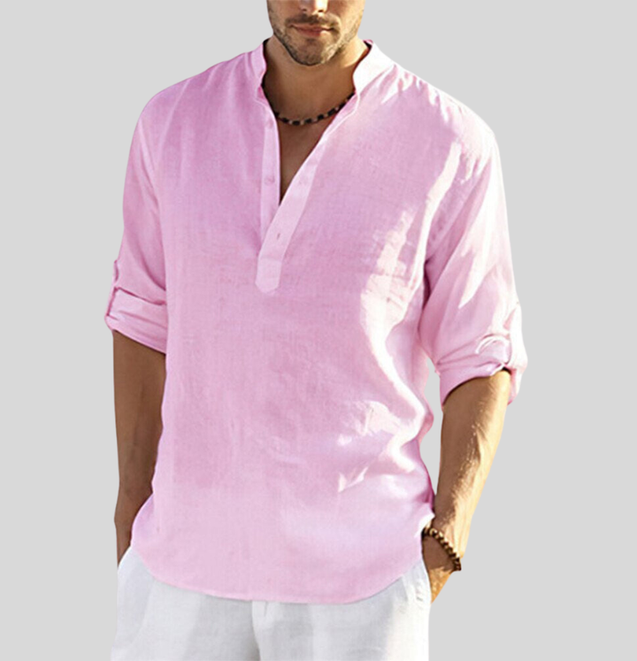 Lian | Men’s Relaxed Fit Mandarin Collar Shirt
