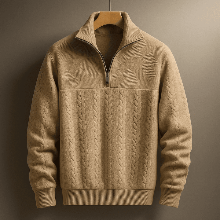 Walter | Men’s Cable Knit Quarter Zip Pullover