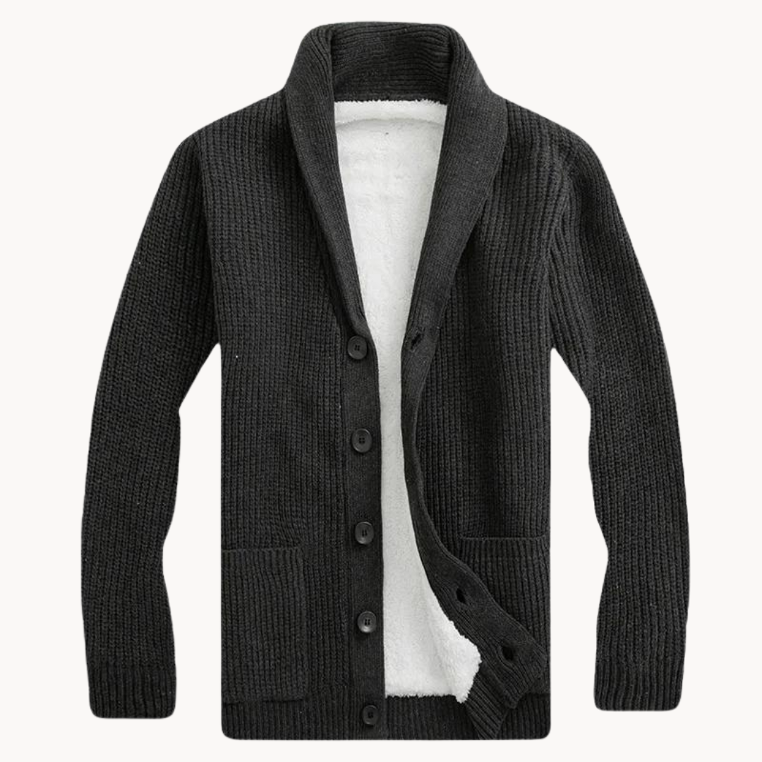 Calviero | Men’s Shawl Collar Fleece Cardigan