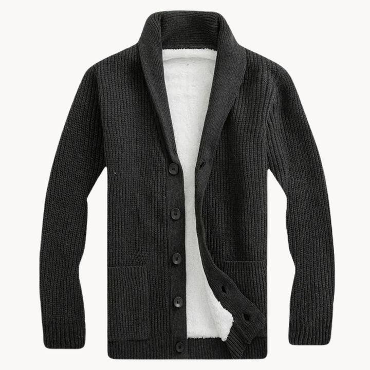 Calviero | Men’s Shawl Collar Fleece Cardigan