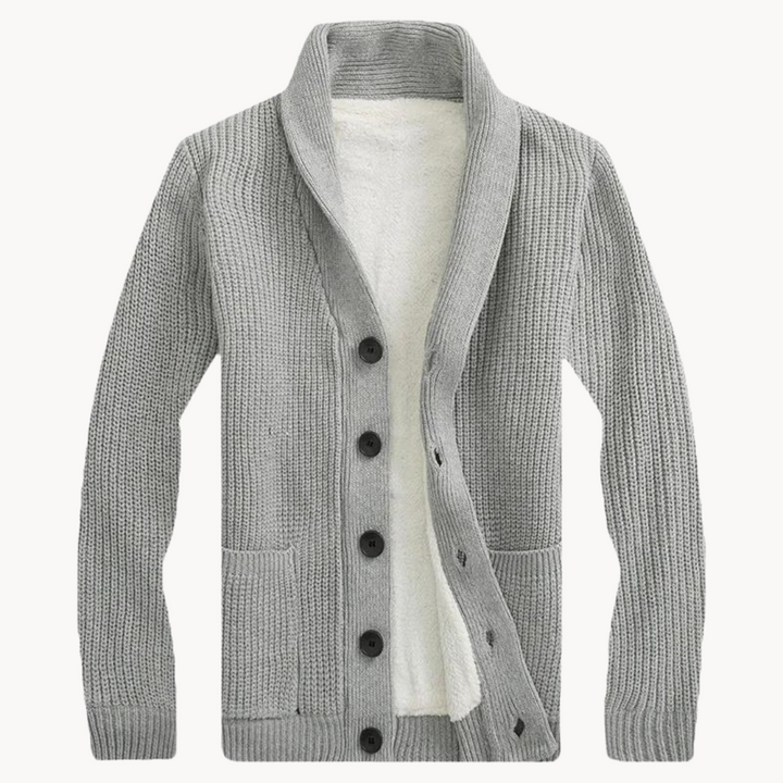 Calviero | Men’s Shawl Collar Fleece Cardigan