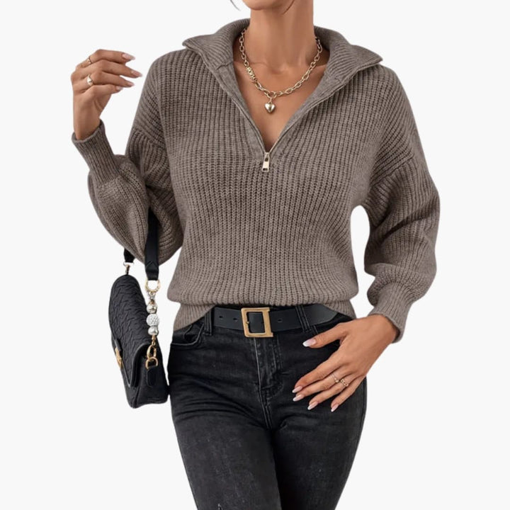 Celine | Women’s Half-Zip Rib Knit Sweater