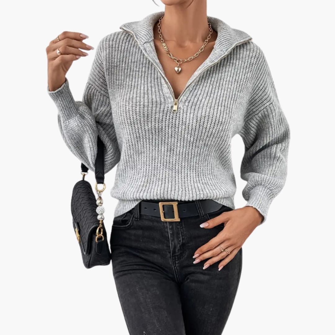 Celine | Women’s Half-Zip Rib Knit Sweater