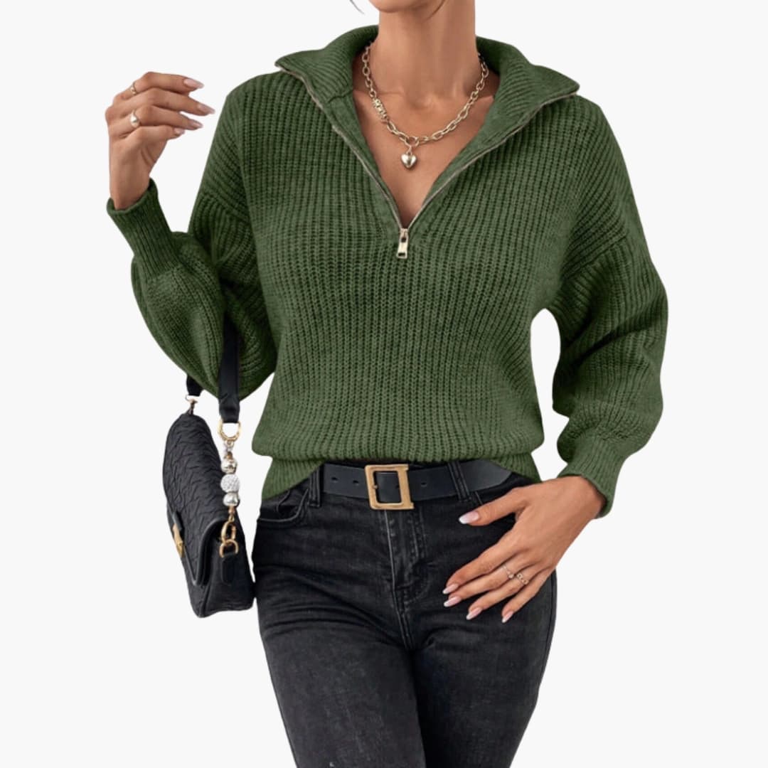 Celine | Women’s Half-Zip Rib Knit Sweater