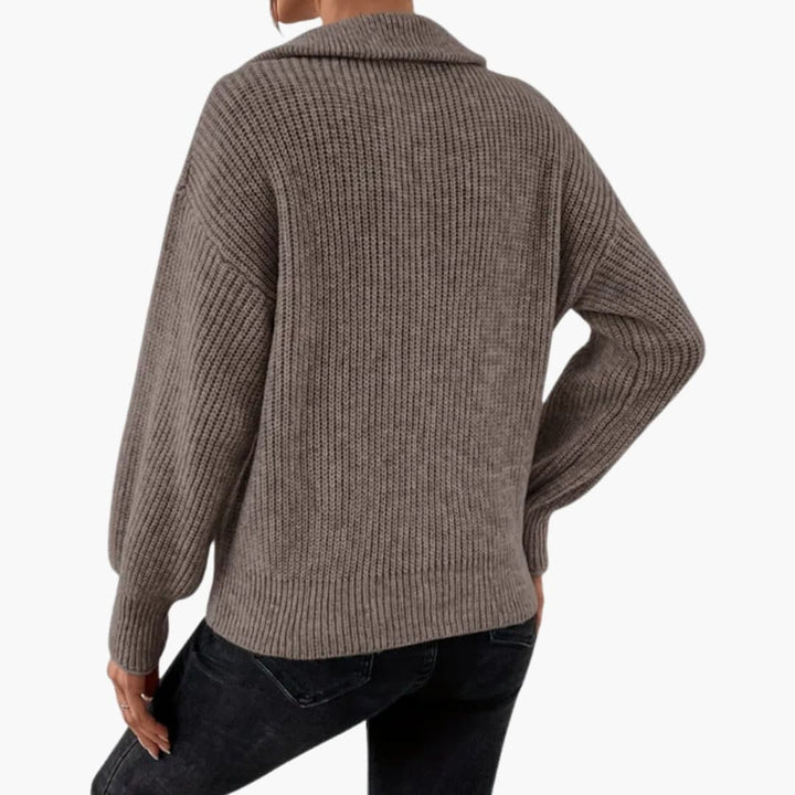Celine | Women’s Half-Zip Rib Knit Sweater