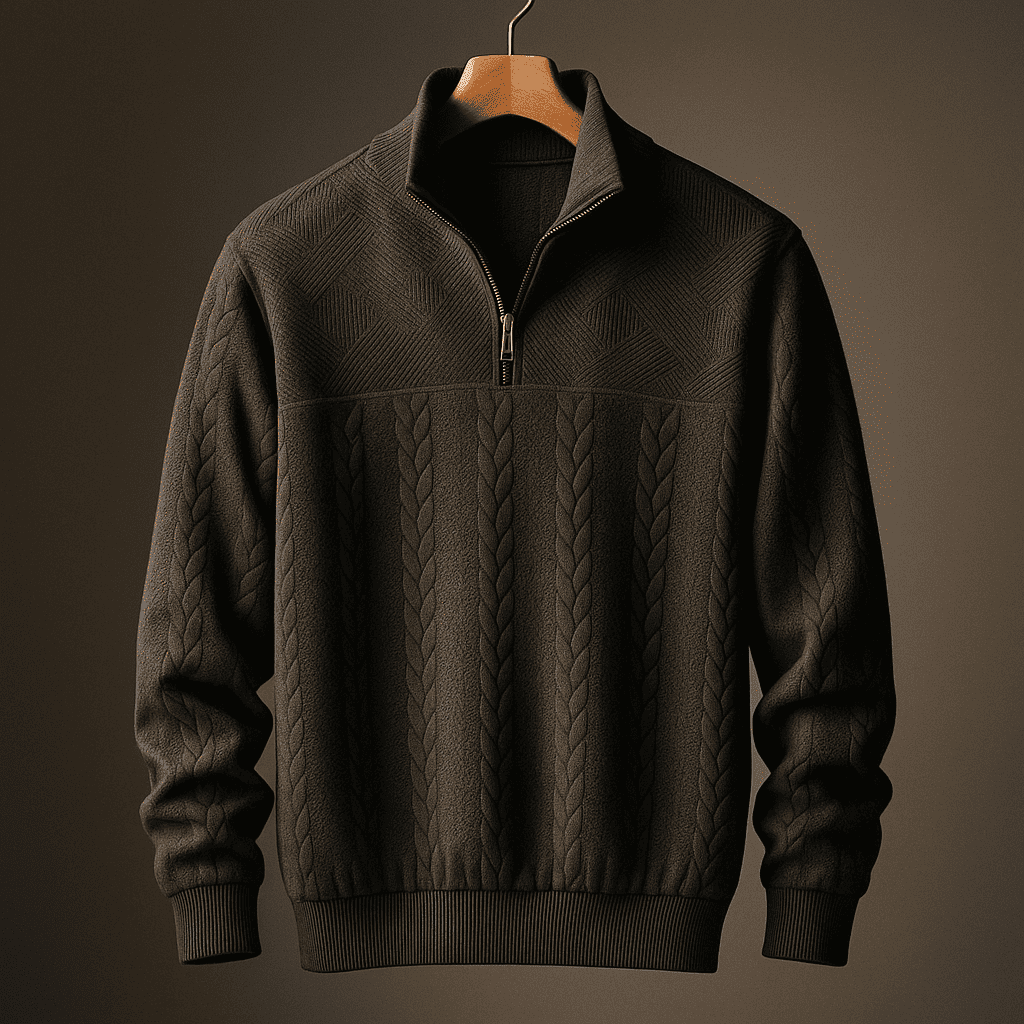 Walter | Men’s Cable Knit Quarter Zip Pullover
